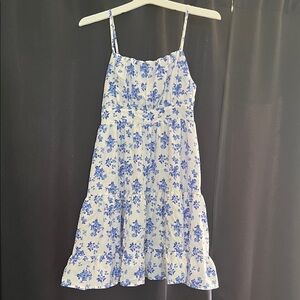 Womens Blue Floral White Sundress
